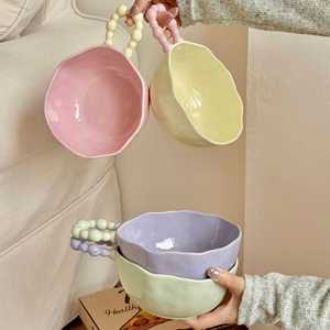 Ins Style Sugar Bean Underglaze Color Ceramic Handle <b>Microwave</b> Safe Modern Minimalism Personal Tableware Rice Noodle Soup Bowls - Product Image 4