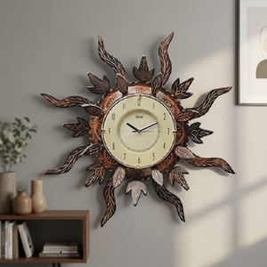 Reloj de Pared Modelo Sol de Madera de Mango, Hecho a Mano, Decorativo, para Sala de Estar, Oficina en Casa y Decoración de Paredes Interiores - Product Image 4