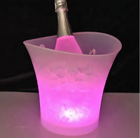Logo personnalisé seau à glace à DEL en plastique PP à prix réduit 5L rechargeable vin bière champagne