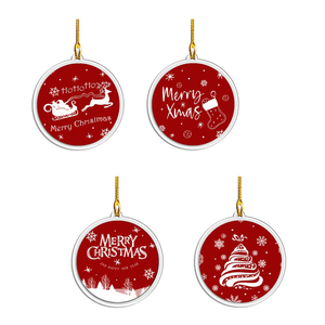 Adorno Navideño Redondo de Acrílico, Colgante Rojo con la Frase 'Feliz Navidad', Decoración para Árbol, Decoración Navideña, Venta al Por Mayor - Product Image 2