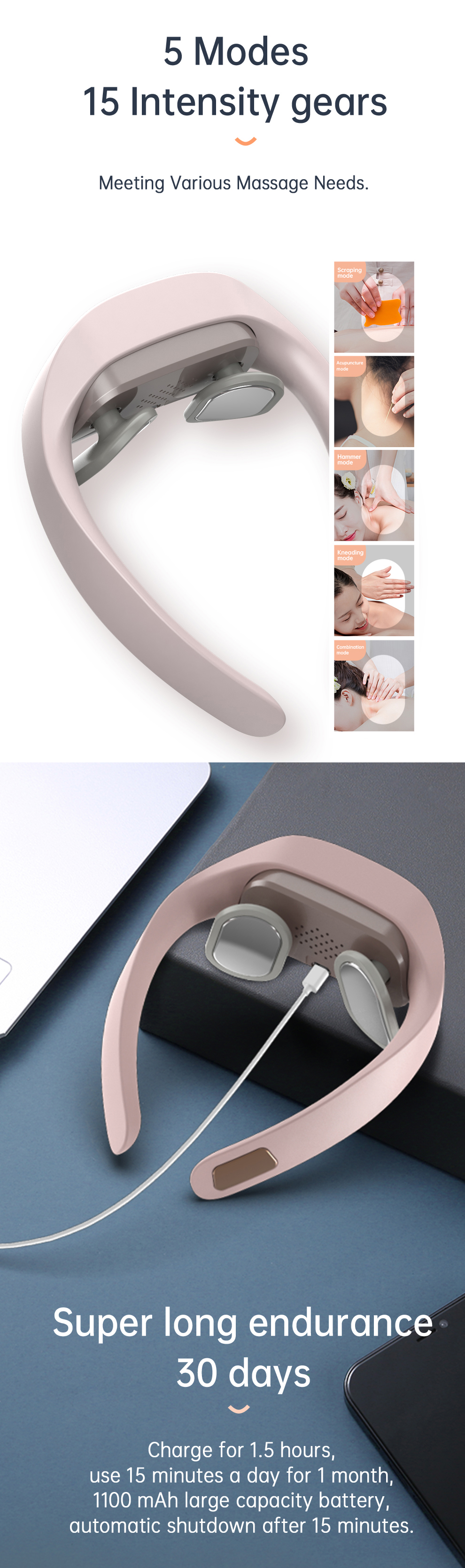 Relaxing Led Thermal Deep Tissue 4D Shiatsu Electric Manual Neck And Shoulder Lifting Music Pillow Massager With Heat