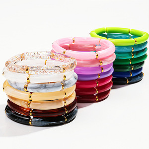 Wofish đồ trang sức đa màu sắc căng ba mảnh Acrylic Ống <span class=keywords><strong>Bangle</strong></span> <span class=keywords><strong>Set</strong></span> - Product Image 2