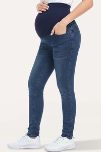 Leggings de yoga de maternité taille haute, moulants, extensibles, respirants, en <span class=keywords><strong>jean</strong></span>, pour la <span class=keywords><strong>grossesse</strong></span> - Product Image 4