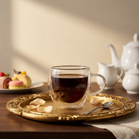 Tasse à expresso en verre borosilicate transparent à double paroi, directement de l'usine