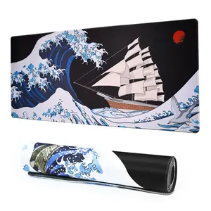 Factory Direct Custom Sea Wave Big Mouse Pad Non Slip Neoprene Anime Rubber Gaming Mouse Pad for Office home