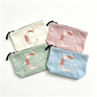 Bedruckte Kosmetiktasche mit Eigenem Logo Luxuriöse Baumwoll-Canvas Kleine Münztasche für Reisen Modische Kosmetik- und Stiftetasche