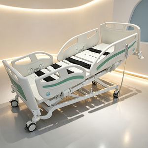 <span class=keywords><strong>Lit</strong></span> d'hôpital électrique pour soins intensifs, 5 fonctions, dossier inclinable, hauteur réglable, double roulettes, télécommande, ventilé - Product Image 6