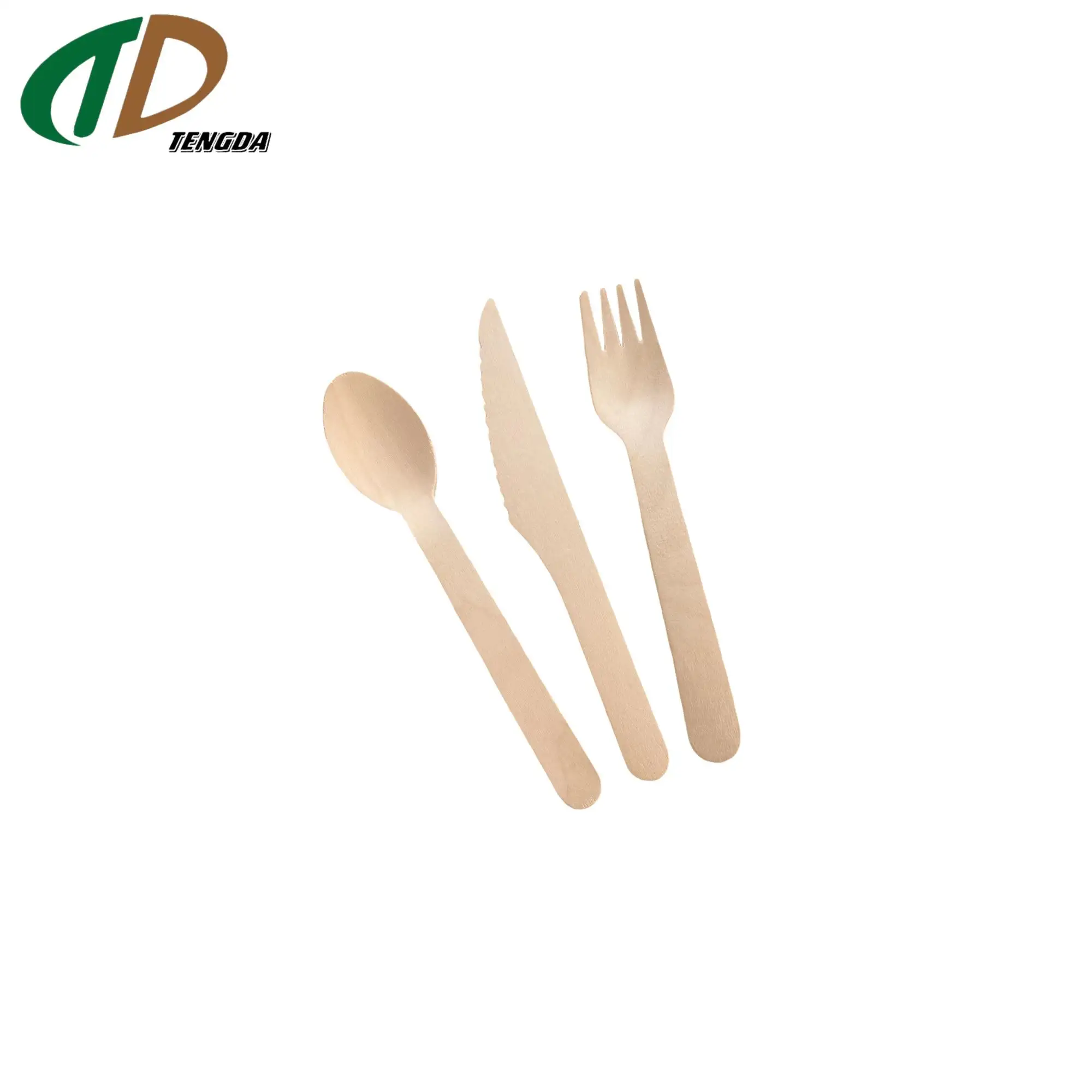 TD Compostable Bamboo Utensils Disposable Wooden Cutlery Set For Kitchen