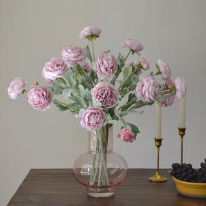 IJ035 Venta al por Mayor en China de Flores Artificiales de Peonía y Ranúnculo, 3 Cabezas, Ranúnculo de Seda Artificial Rojo para Centros de Mesa de Boda - Product Image 6