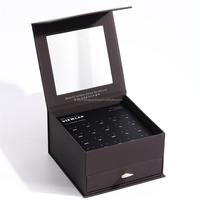 Boîte cadeau en carton recyclé de luxe à double tiroir, dimensions personnalisées, doublée d'éponge, pour ensemble de bijoux, plusieurs paires de boucles d'oreilles
