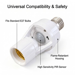 Lámpara con Sensor Infrarrojo para Detección Humana, Bombilla LED <span class=keywords><strong>E27</strong></span>, Portalámparas con Interruptor Inteligente Ajustable con Retardo para Pasillo del Hogar - Product Image 3