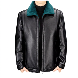 Veste d'hiver décontractée pour homme en cuir véritable de haute qualité, à manches longues, coupe-vent, col mandarin, au meilleur prix - Product Image 3