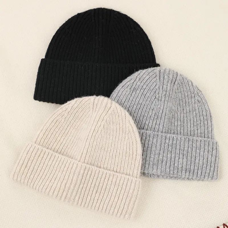 2022 cashmere winter knitted man woman beanie hat wholesale cashmere beanie custom