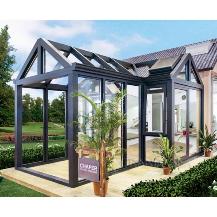 Nhà Sử Dụng Nhôm Conservatory Megasun Solarium Glass Sun Phòng Có Thể Thu Vào Mái Sunroom