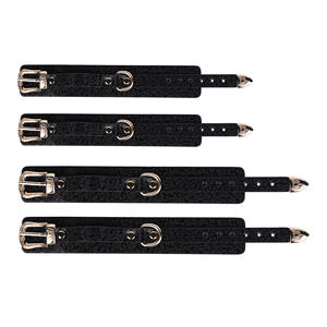 Высококачественные кожаные наручники для БДСМ, регулируемые, с серебряной металлической пряжкой. - Product Image 2