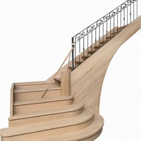 Escalier en colimaçon en chêne, escalier hélicoïdal en bois avec balustrade en fer forgé noir, escalier courbé sur mesure pour espace à double hauteur