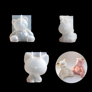 3D <b>Silicone</b> DIY Geometric Three-Dimensional Bear, Deer, Cat Animal Ornament Cake Decoration and Soap Making <b>Tool</b> Mold - Product Image 4
