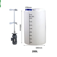 Réservoir de mélange chimique PE à fond conique 200L, résistant à la corrosion acide et alcaline, réservoir de stockage et de dosage avec agitateur