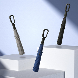 Wholesale New Design 2 Folding Umbrella Windproof Portable Custom logo Printing Umbrella With Carabiner Handle