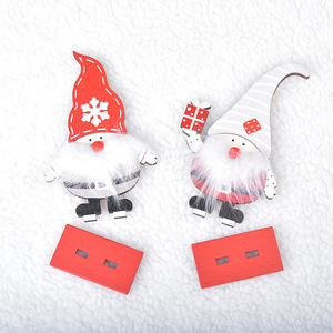 Wooden Painted Santa Claus Figurine Red And Gray <b>Hat</b> Indoor Christmas Decoration For Home Or Window <b>Display</b> - Product Image 2