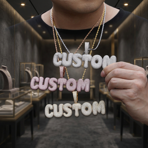 Colgante con Letra Personalizada, Moissanita, Plata 925, Chapado en Oro de 18K, Joyería Hiphop para Hombre, Uso Diario - Product Image 1