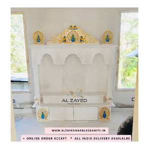 Modern Design White Marble Pure White Marble <b>Mandir</b> Handcrafted <b>Home</b> Temple <b>for</b> <b>Pooja</b> Room Traditional Spiritual Decor - Product Image 6