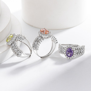 Vintage Pink Gemstone <b>Ring</b> Micro CZ Pave Setting Luxury Copper Jewelry <b>Open</b> Band Elegant Cocktail <b>Ring</b> for Engagement Party - Product Image 2