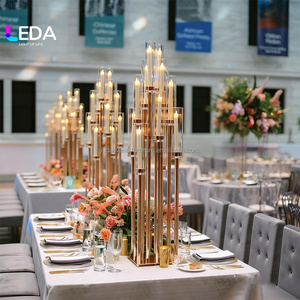 <span class=keywords><strong>Candelabro</strong></span> LEDA en Oferta, de 12 Brazos, Metal Dorado, 1.2 m de Altura, para Mesa de Comedor, Decoración de Bodas - Product Image 4