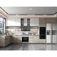Ensemble d'armoires de cuisine suspendues modulaires en contreplaqué style Shaker moderne, avec accessoires de robinetterie en granit et acier inoxydable, placards entièrement en bois pour usage domestique