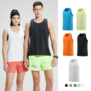 Camiseta sin mangas para maratón de hombre, de Spandex/Poliéster, tejida, con estampado personalizado por sublimación, transpirable y antipilling. - Product Image 1