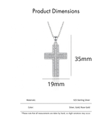 Collier à pendentif croix pour homme en argent sterling 925 rhodié Baptême chrétien Anniversaire Cadeau de Noël Bas