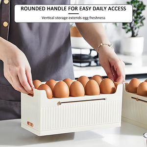 Boîte <span class=keywords><strong>de</strong></span> rangement pour œufs pliable à 3 couches, support pour œufs <span class=keywords><strong>de</strong></span> réfrigérateur avec échelle <span class=keywords><strong>de</strong></span> temps pour <span class=keywords><strong>l</strong></span>'utilisation alimentaire - Product Image 2