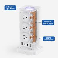 Enchufe de Extensión Vertical con Logotipo Personalizado al por Mayor, Luz Nocturna LED Suave, 4 Puertos USB C PD de Carga Rápida, Protector de Sobretensión 22 AC