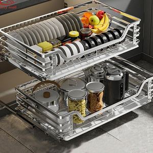 Nuevos accesorios para gabinetes de cocina: Cesta extraíble para platos, organizador deslizante para gabinetes, cesta de alambre para cajones, elevador de cestas. - Product Image 2