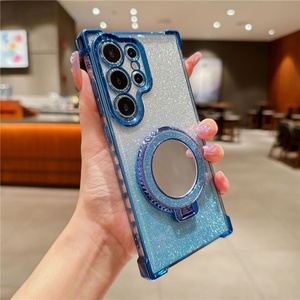 เคสโทรศัพท์แม่เหล็ก Samsung S24 Ultra ชุบเคลือบเงาพร้อมขาตั้ง A55 เคสโทรศัพท์หรูหราแบบมีกลิตเตอร์ ป้องกันการกระแทก ฝาหลัง - Product Image 4