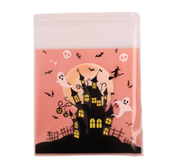 Sacs OPP autocollants pour Halloween, motif citrouille, fantôme, chat, sacs en plastique transparent pour bonbons, biscuits, friandises, emballages cadeaux pour fêtes