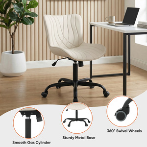 Chaises de bureau pivotantes commerciales, en cuir PU, avec coutures ondulées, réglables en hauteur, 40 cm °   Roues silencieuses à roulement fluide - Product Image 3
