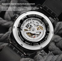 Montre homme personnalisée, entièrement automatique, mécanique, en alliage d'acier inoxydable, étanche 30M, décorative, lumineuse, grande taille, OEM