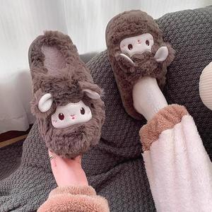 2025 зимние плюшевые шлепанцы с мультяшным персонажем, овцы, игрушки, игрушки, индивидуальные цвета для детей, пушистые тапочки для взрослых - Product Image 5