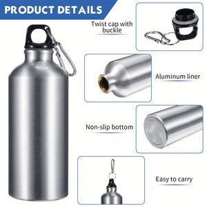 Wholesale High Quality Reusable Custom logo Aluminum <b>Blank</b> 25 Oz. <b>Water</b> <b>Bottle</b> with Carabiner - Product Image 2