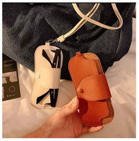 YY Portable Porte-Lunettes En Cuir Ultra-Mince PU Lunettes Pochette Bracelet Sangle Suspendu Cou Lunettes Sac De Rangement