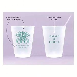 Gobelets de stade en plastique personnalisés avec nom de famille, impression personnalisée, PP givré pour cadeaux de mariage, cadeaux de fête nuptiale, romantisme - Product Image 4
