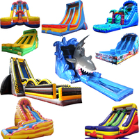 Jeux aquatiques gonflables à usage locatif, toboggans aquatiques commerciaux humides et secs, grand toboggan gonflable, parc de toboggans gonflables pour adultes avec piscine