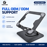 Support d'ordinateur portable rotatif à 360 degrés en fer, réglable en hauteur, pliable, ergonomique et antidérapant pour bureau - Vente en gros
