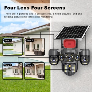 Caméras de surveillance solaires sans fil V380pro à quatre objectifs AOV Wifi 4G avec carte SIM IP HD PTZ CCTV pour extérieur - Product Image 2