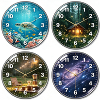 Jam Dinding Gantung Kaca Mekanik Art Deco, Dioperasikan dengan Baterai, Jarum Senyap, Ramah Lingkungan, Tahan UV, Desain Lingkaran 30x30cm