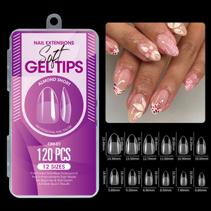 Nouvelles 120 <span class=keywords><strong>capsules</strong></span> d'<span class=keywords><strong>ongles</strong></span> artificiels à couverture complète en gel souple, semi-mates, formes amande, French, cercueil - Product Image 3