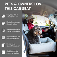 Siège auto 2-en-1 pour chien Lit lounge d'intérieur confortable Siège rehausseur pour chien Chats Ceinture de sécurité pour animal de compagnie Laisse Siège rehausseur de voiture pour chien
