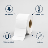 Rollo de Etiquetas Térmicas Directas Personalizadas de 80 mm x 60 mm, Impermeables, Duraderas, Autoadhesivas, con Código de Barras en Blanco para Punto de Venta en Minoristas y Almacenes