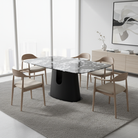 Ensemble de table à manger carrée en marbre imperméable de style nordique moderne de luxe pour 6 personnes, idéal pour les appartements, les hôtels, les écoles et les salons de villas